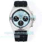 1:1 Replica BLS Factory Breitling Chronomat 42mm Baby Blue Dial Diamond-Set Watch 